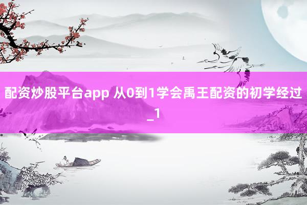 配资炒股平台app 从0到1学会禹王配资的初学经过_1